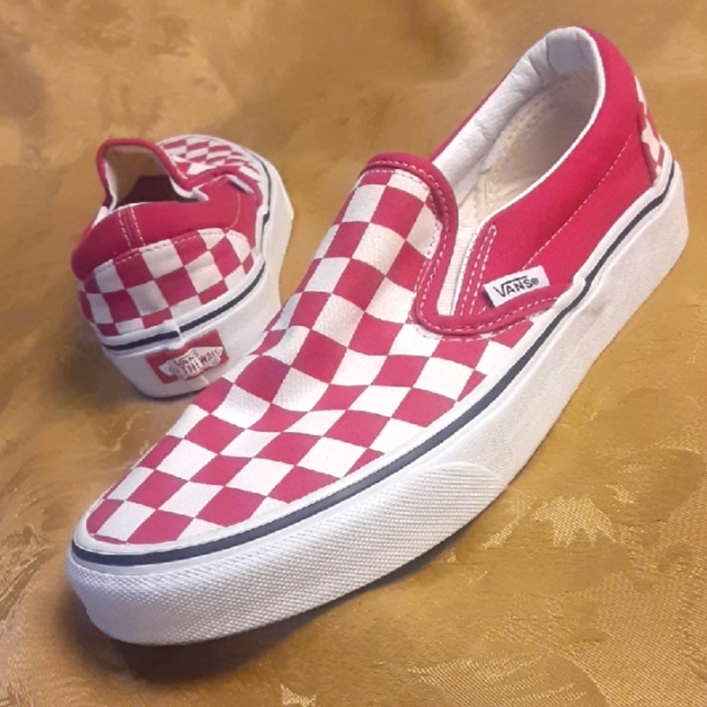 VANS Slip-On Classic Women's 7.0 Men's 5.5 Burgundy/Red and White Checkerboard